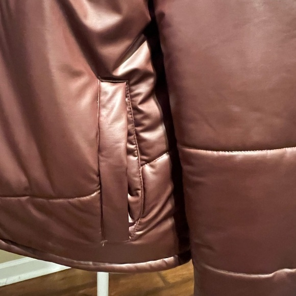 Steve Madden Metallic Dust Pink Turtleneck Full Zip Puffer Quilted Jacket Sz XL - Picture 3 of 7